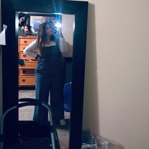 Blue and White striped overalls